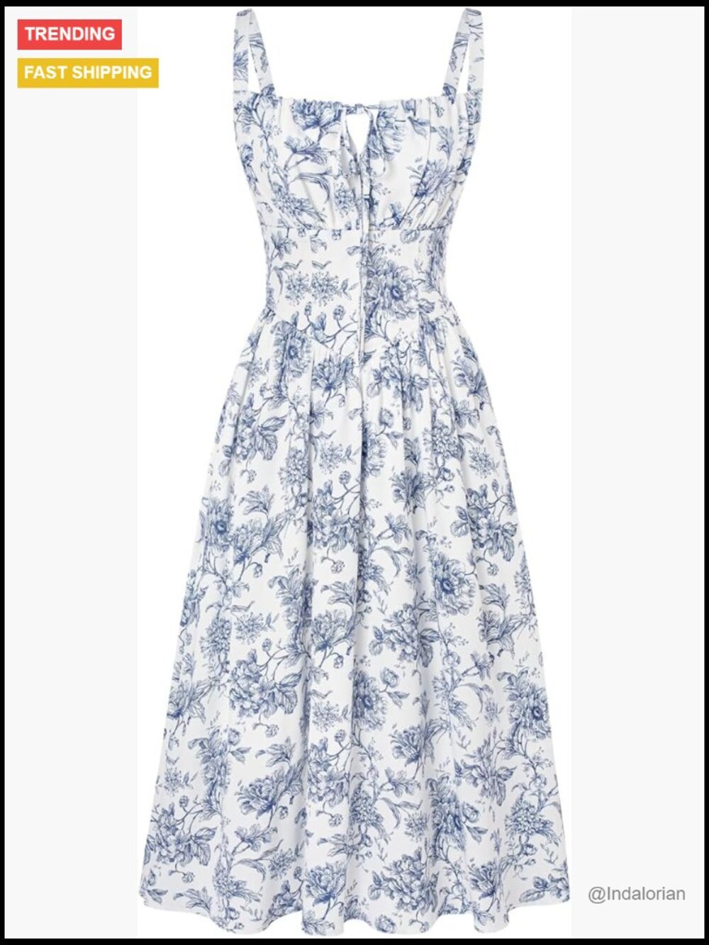 Womens Floral Midi Corset Dress Sundress with Pockets - Picture 1 of 7